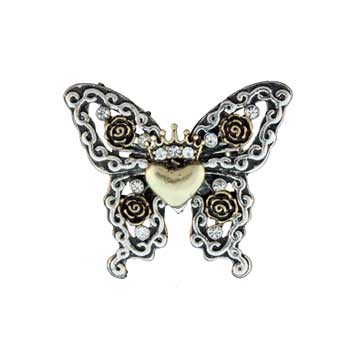Zinc Alloy Rhodium Plated Butterfly Rings