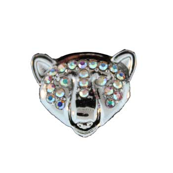 Zinc Alloy Rhodium Plated Bear Head Rings