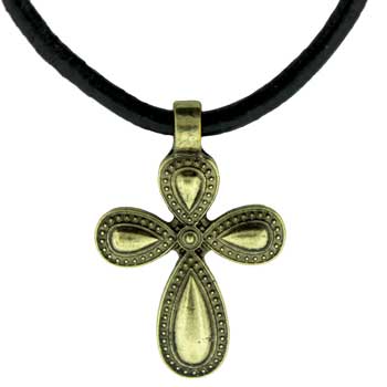 Zinc Alloy Burnished Gold Finish Cross Necklace