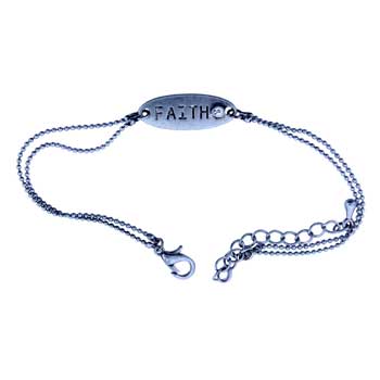 Zinc Alloy Silver Plated Oval Faith Bracelets