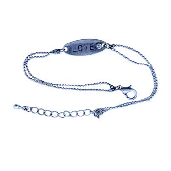 Zinc Alloy Silver Plated Oval Love Bracelets