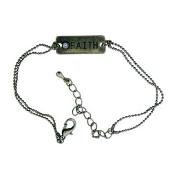Zinc Alloy Burnished Gold Finish Rectangle Faith Bracelets