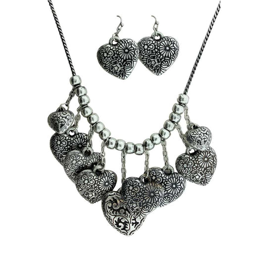 Zinc Alloy Silver Plated Pendants & Earrings set