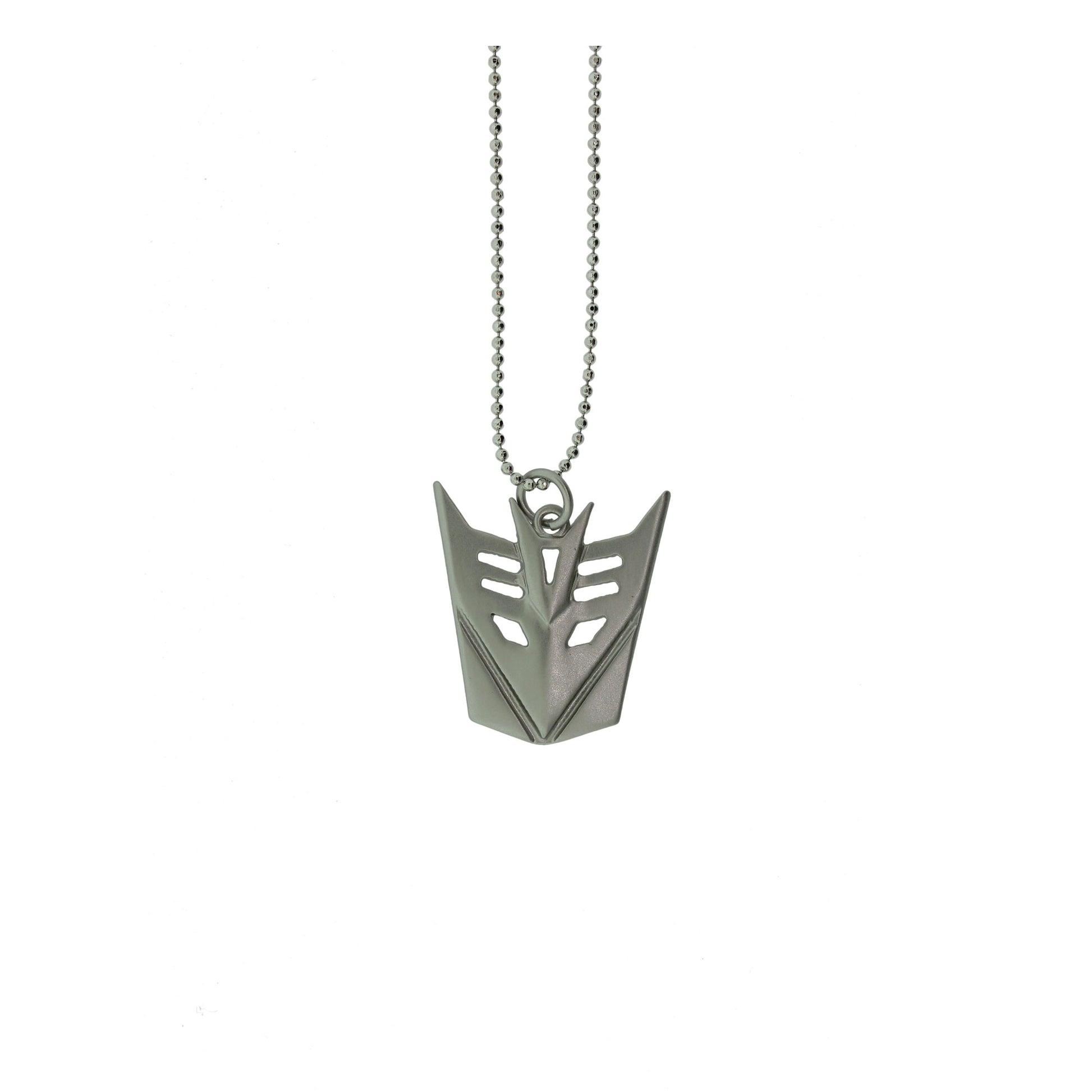 18 inch Zinc Alloy Matt. Rhodium Mask Necklace