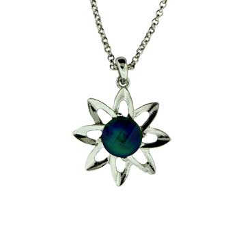 18 inch Zinc Alloy Rhodium Plated Flower Necklace