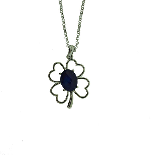 18 inch Zinc Alloy Rhodium Plated Flower Necklace