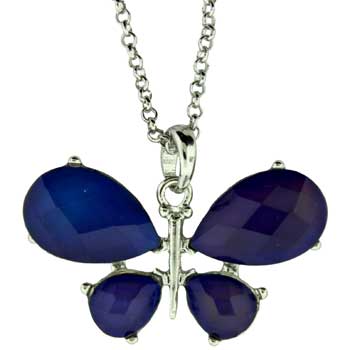 18 inch Zinc Alloy Rhodium Plated Butterfly Necklace