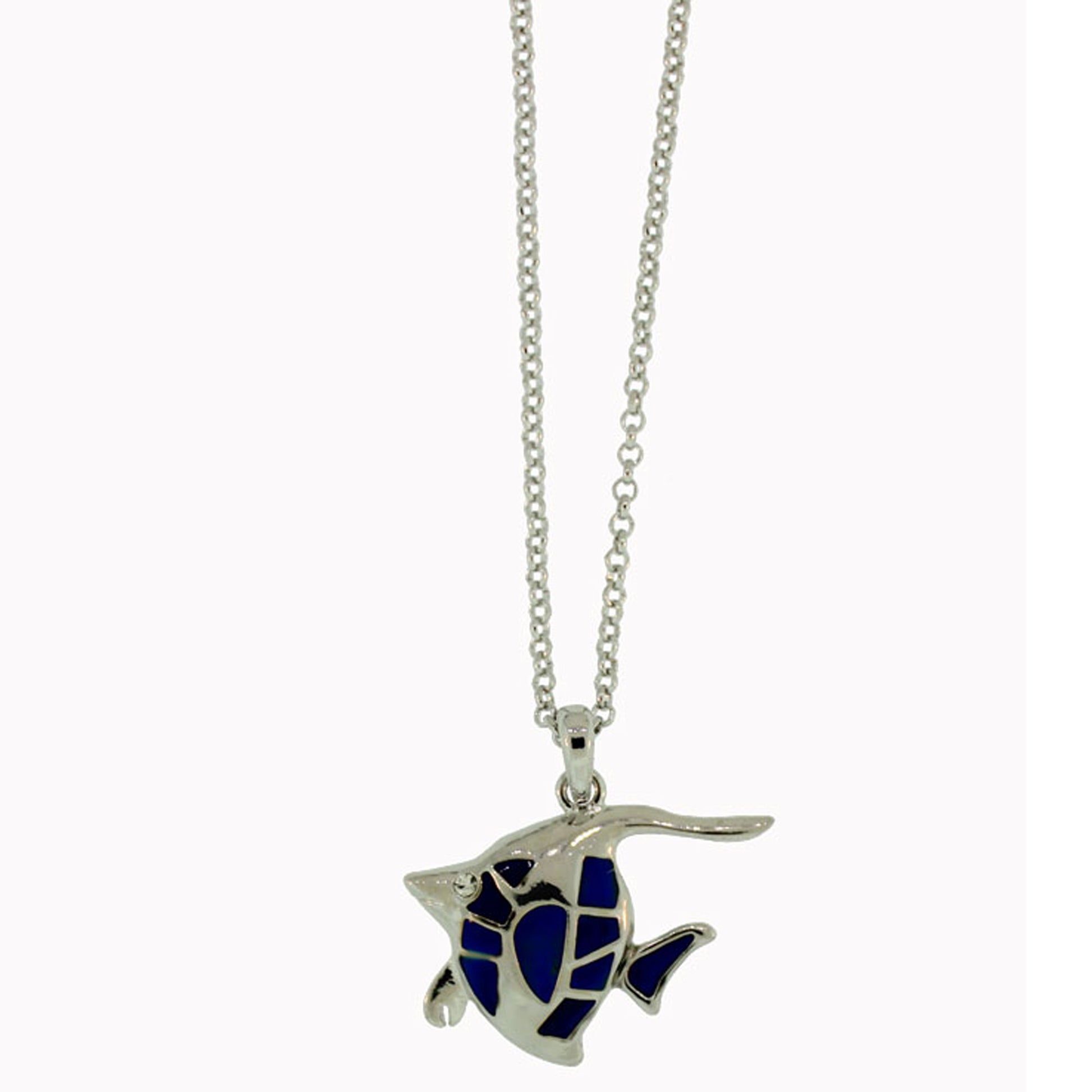 25X30 mm Zinc Alloy Silver Plated Fish Necklace