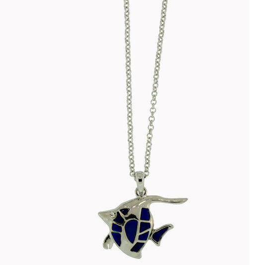 25X30 mm Zinc Alloy Silver Plated Fish Necklace