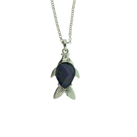 18 inch Zinc Alloy Rhodium Plated Fish Necklace
