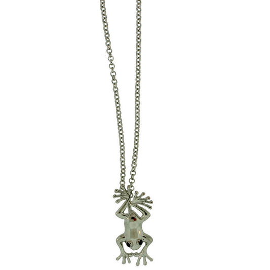 18 inch Zinc Alloy Rhodium Plated Frog Necklace