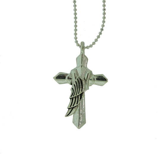 18 inch Zinc Alloy Silver Plated Cross Necklace