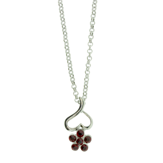 18 inch Zinc Alloy Rhodium Plated Flower Necklace