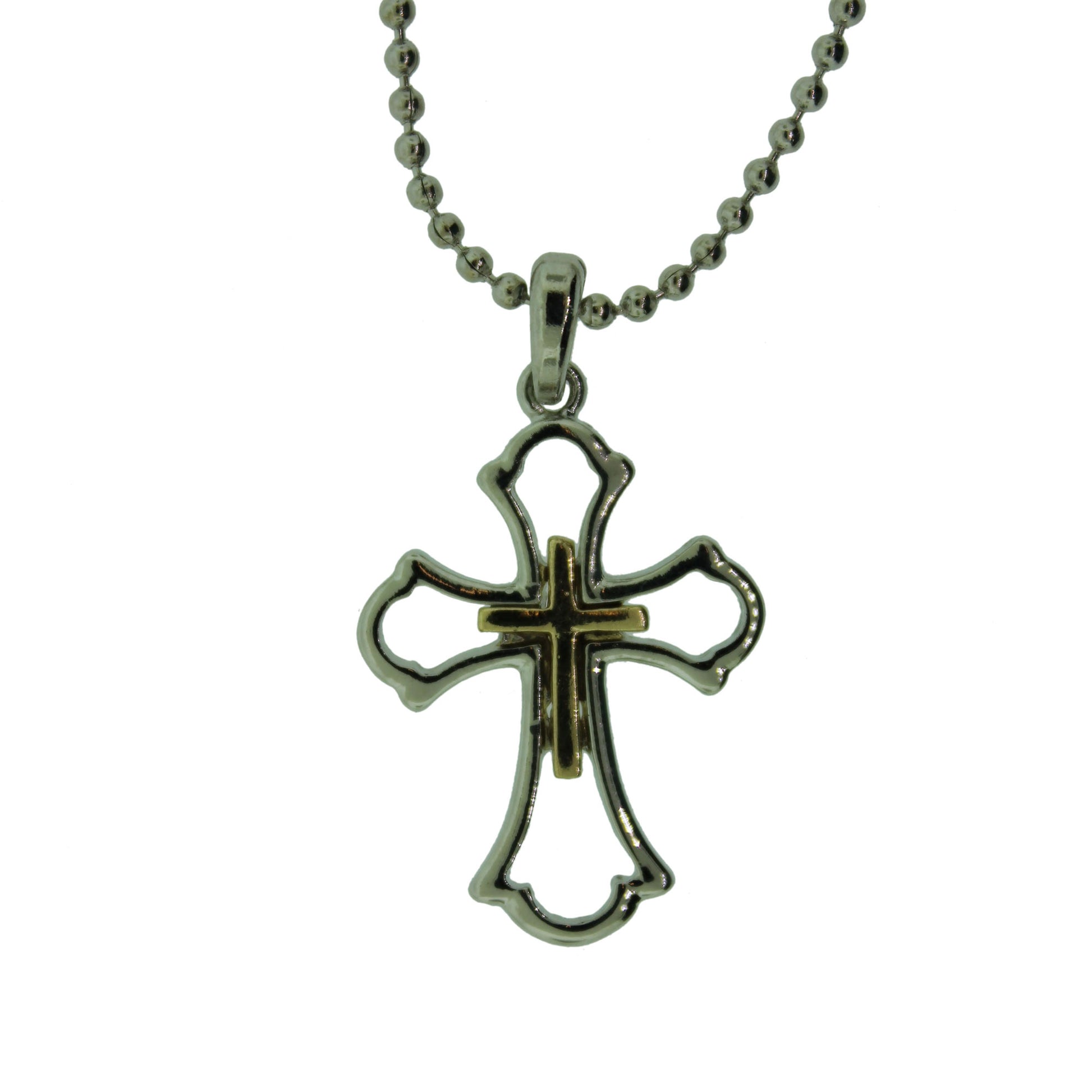 16 inch Zinc Alloy Silver & Gold Plated Cross Necklace