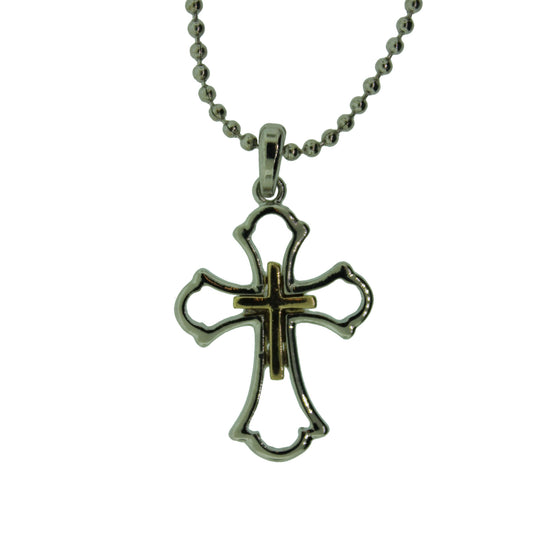 16 inch Zinc Alloy Silver & Gold Plated Cross Necklace
