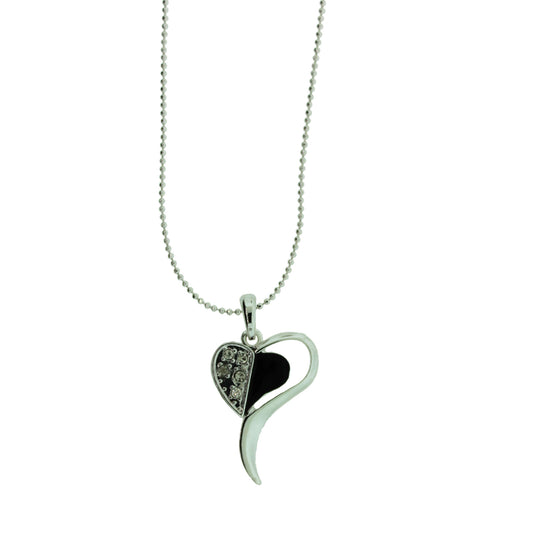 18 inch Zinc Alloy Silver Plated Heart Necklace