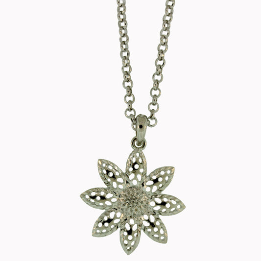 30 mm Zinc Alloy Rhodium Plated Sun Flower Necklace