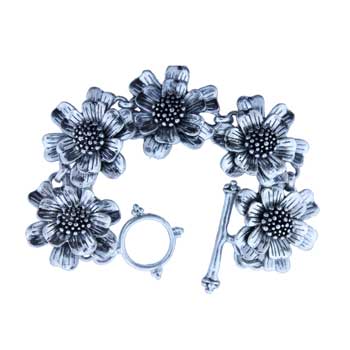 Zinc Alloy Silver Plated Burnished Bracelets