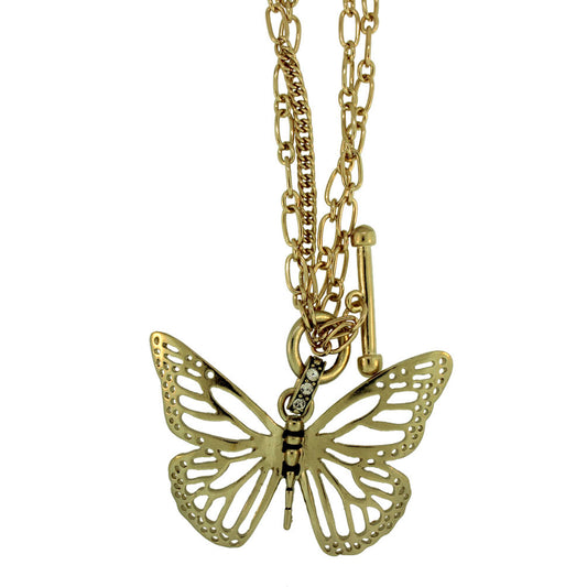 18 inch 50X65mm Zinc Alloy Gold Plated Butterfly Necklace