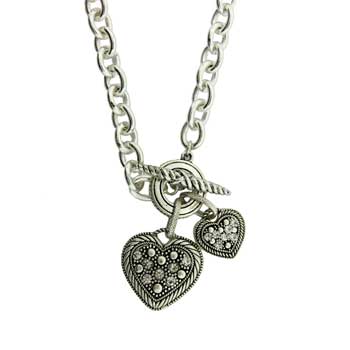 Zinc Alloy Antique Silver Finish Heart Necklace