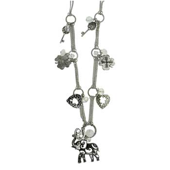 Zinc Alloy Burnished Silver Finish Necklace