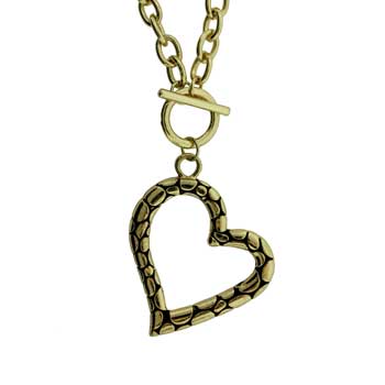 Zinc Alloy Antique Gold Finish Heart Necklace