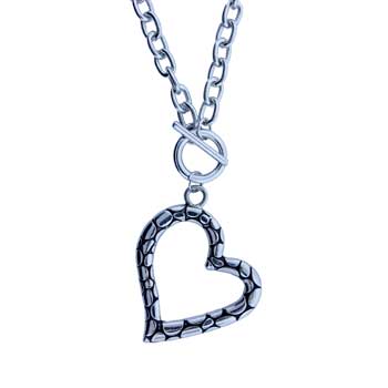Zinc Alloy Antique Rhodium Finish Heart Necklace