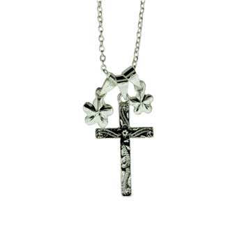 Zinc Alloy Silver Plated 3 Charm Lace Silver Necklace