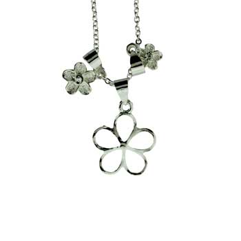 Zinc Alloy Silver Plated Star Flower Necklace