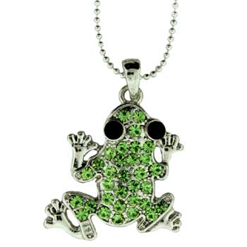 Zinc Alloy Silver Plated Frog Necklace