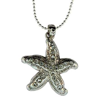 Zinc Alloy Silver Plated Sea Star Necklace