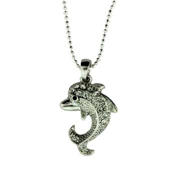 Zinc Alloy Silver Plated Dolphin Necklace
