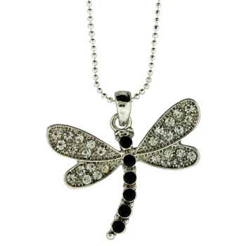 Zinc Alloy Silver Plated Dragonfly Necklace