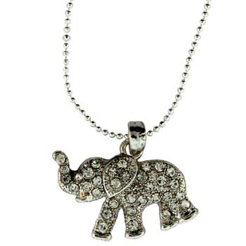 Zinc Alloy Silver Plated Elephant Necklace