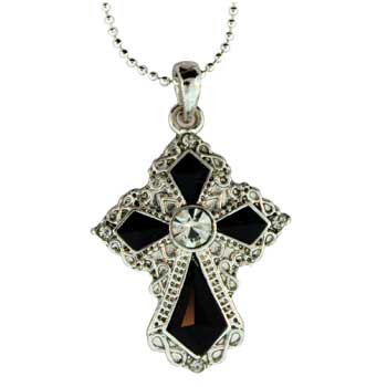 Zinc Alloy Silver Plated Cross Necklace