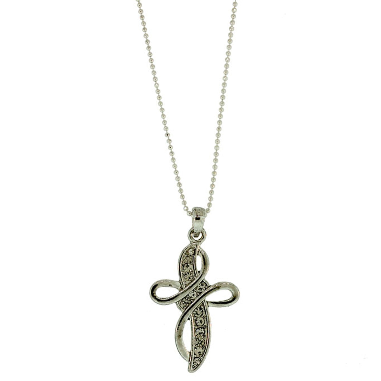 Zinc Alloy Silver Plated Cross Necklace
