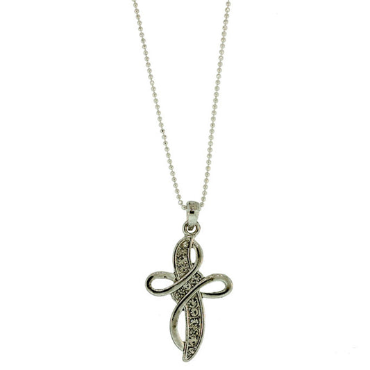 Zinc Alloy Silver Plated Cross Necklace