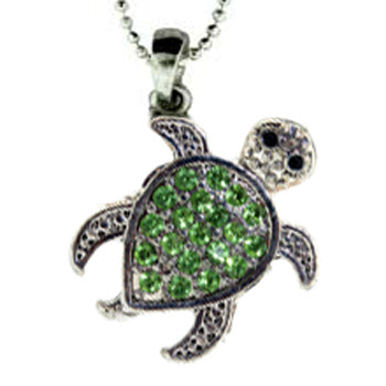 Zinc Alloy Silver Plated Swimming Turtle Necklace