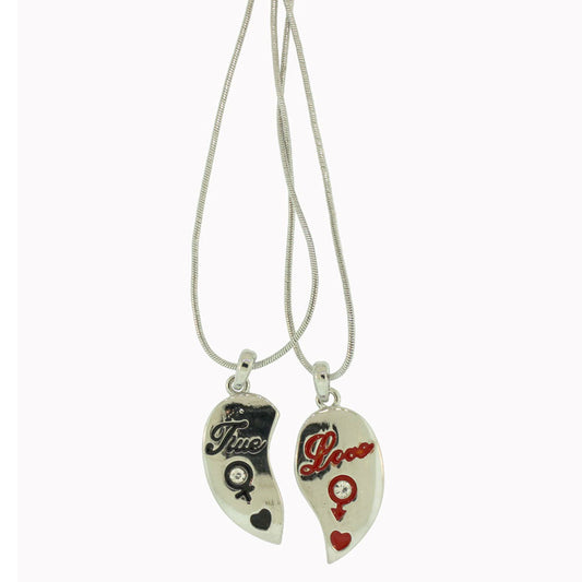 18 inch Zinc Alloy Silver Plated Heart Necklace