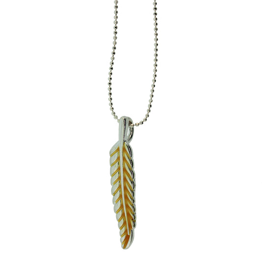 18 inch Zinc Alloy Silver Plated/ Yellow Feather Necklace