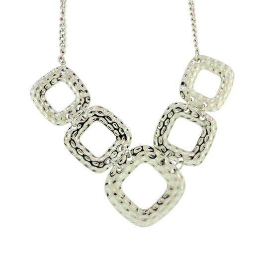 Zinc Alloy Rhodium Plated Diamond Donut Necklace