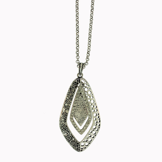 18 inch Zinc Alloy Rhodium Plated Drop Necklace