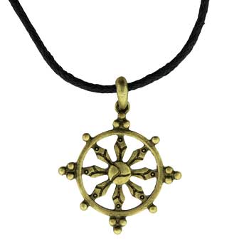 29mm Zinc Alloy Burnished Gold Finish Compass Necklace