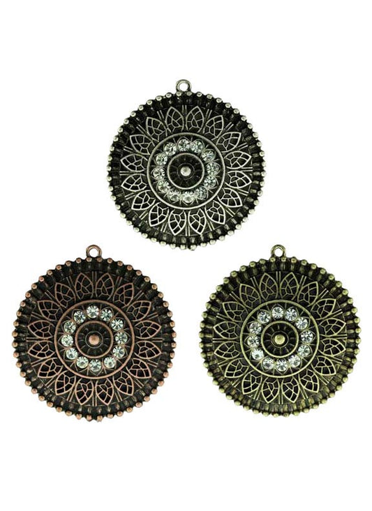 25mm Zinc Alloy Burnished Gold Finish Pendants