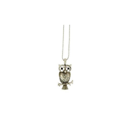 18 inch Zinc Alloy Antique Silver Finish Owl Necklace