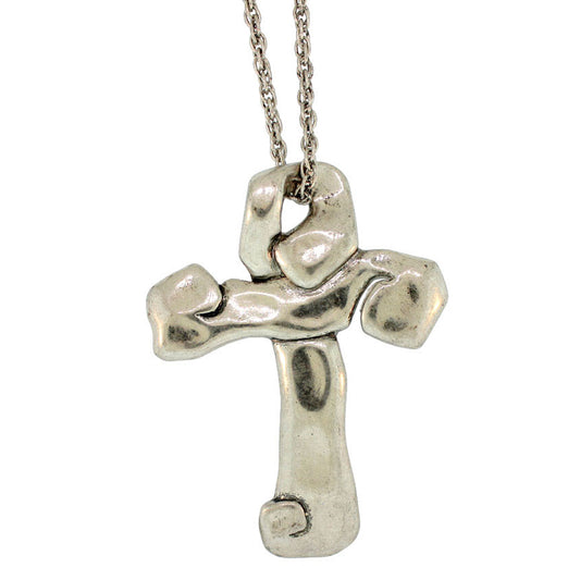 18 inch 3.5 inchX2.5 inch Zinc Alloy Silver Plated Cross Necklace