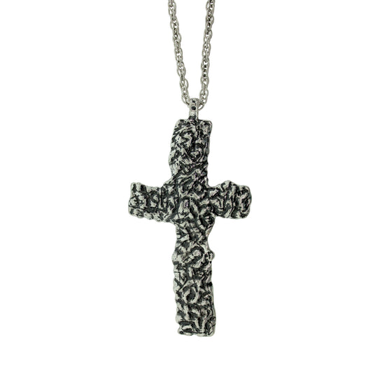 18 inch Zinc Alloy Oxidized Metal Finish Cross Necklace