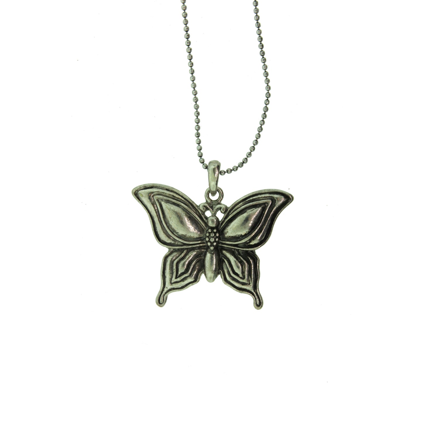 16 inch Zinc Alloy Oxidized Metal Finish Butterfly Necklace