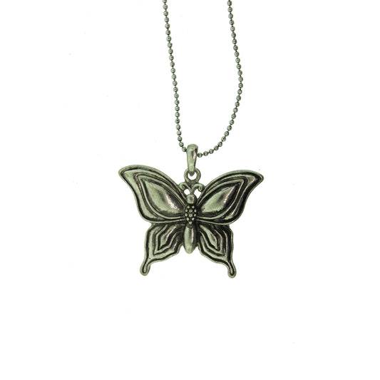 16 inch Zinc Alloy Oxidized Metal Finish Butterfly Necklace