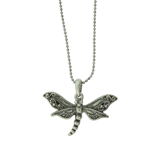 16 inch Zinc Alloy Oxidized Metal Finish Dragonfly Necklace